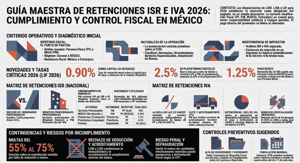 Retenciones de ISR e IVA en México.